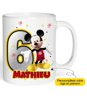 Mug Anniversaire Mickey âge et prénom à personnaliser