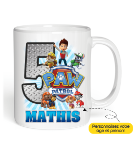 Mug Pat Patrouille âge et prénom à personnaliser