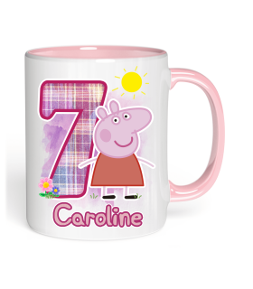 Mug Pepapig anniversaire âge et prénom à personnaliser
