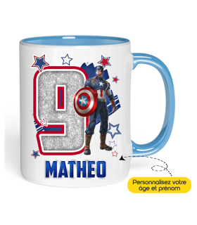 Mug Anniversaire Capitain América âge et prénom à personnaliser