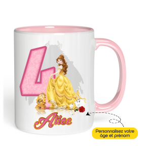 Mug Anniversaire Belle et la bête âge et prénom à personnaliser
