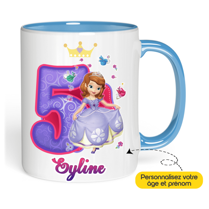 Mug Anniversaire Princesse Sofia âge et prénom à personnaliser