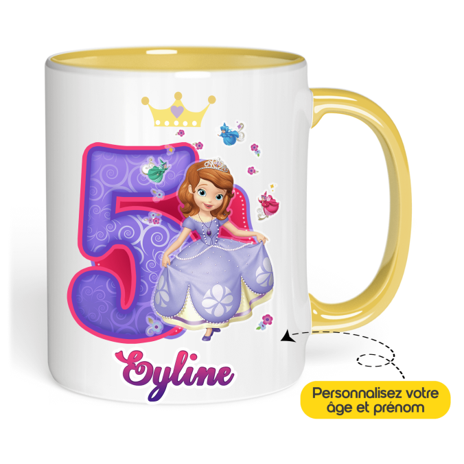 Mug Anniversaire Princesse Sofia âge et prénom à personnaliser