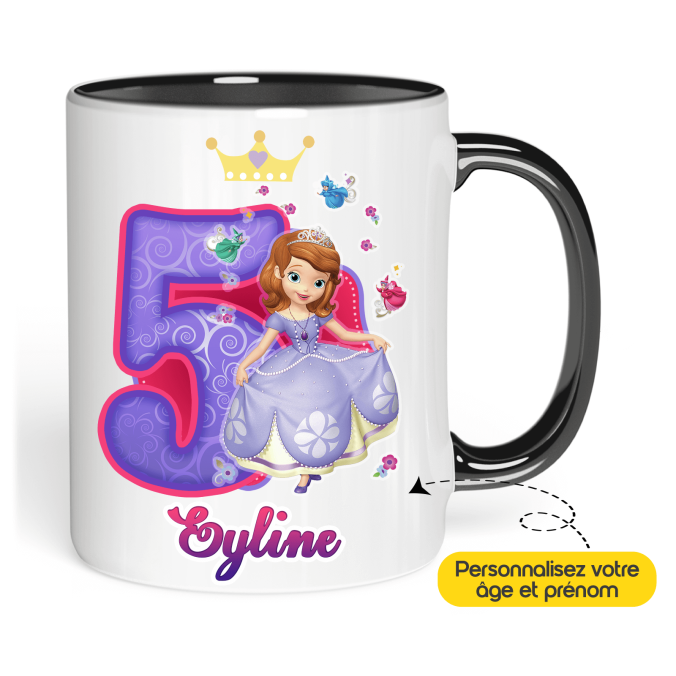 Mug Anniversaire Princesse Sofia âge et prénom à personnaliser