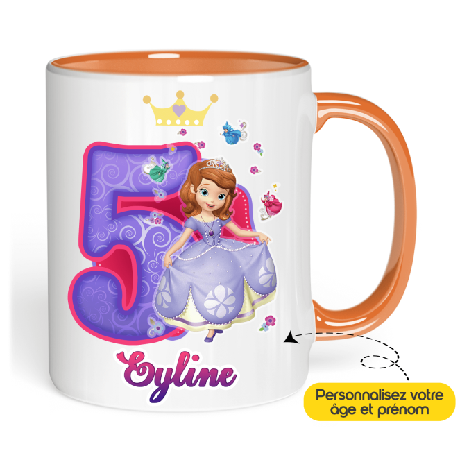 Mug Anniversaire Princesse Sofia âge et prénom à personnaliser