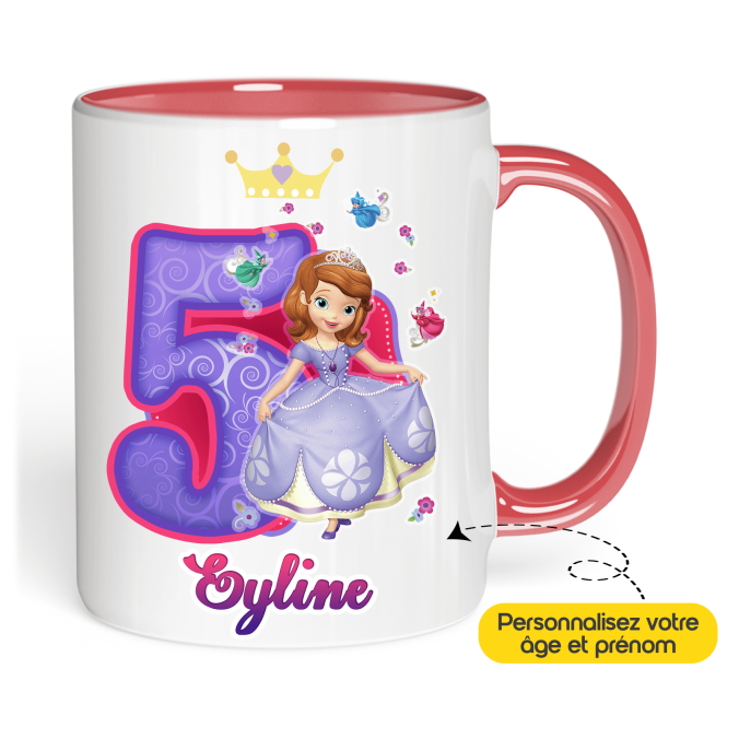 Mug Anniversaire Princesse Sofia âge et prénom à personnaliser