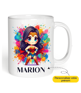 Tasse Mini Wonder Woman prénom à personnaliser