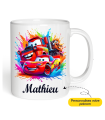 Tasse cars Flash Mcqueen et Martin prénom à personnaliser
