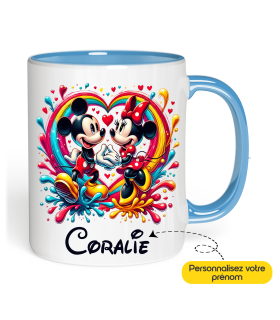 Tasse Mickey et Minnie prénom à personnaliser