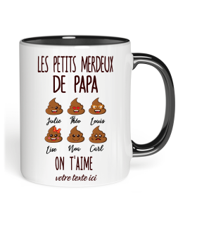 Tasse Les merdeux de papa jusqu'a 6 prénoms personnalisable