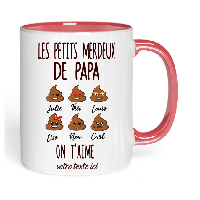 Tasse Les merdeux de papa jusqu'a 6 prénoms personnalisable